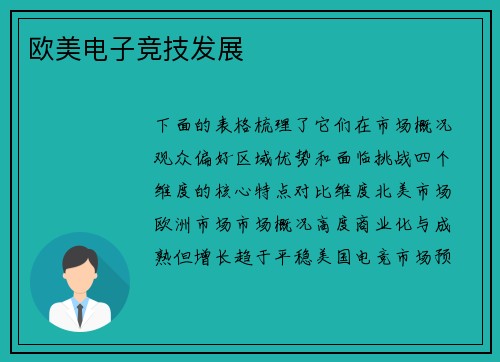 欧美电子竞技发展